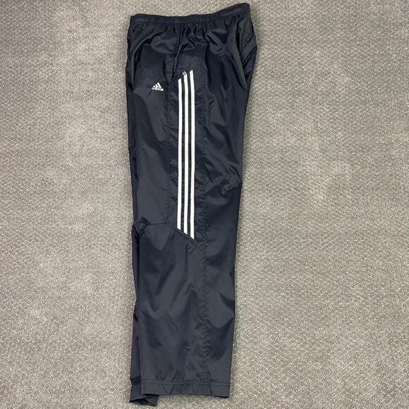 Vintage Y2K Adidas Windbreaker Pants Men's Medium Black White Track Jogger Nylon - Picture 7 of 15